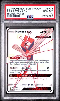 Pokemon Card PSA 10 Gem Mint Kartana GX SV73/SV94 Hidden Fates Full Art 2019 - Image 1