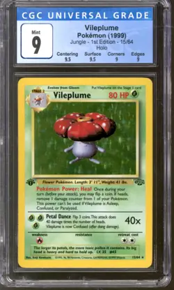 Pokemon Jungle 1st edition Vileplume 15/64 CGC 9 Q++ 2x 9.5 subgrades - Image 1