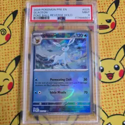 PSA 9 Glaceon 025/131 Pokemon Prismatic Evolutions Poke Ball Reverse Holo 2025 - Image 1