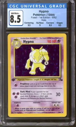 Pokemon Fossil 1st edition Hypno 8/62 CGC 8.5 + subgrades Q++ - Image 1