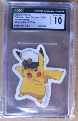 2025 POKEMON CAPTAIN PIKACH FLAKE STICKERS BANDAL NAMCO ICHIBAN KUJI CGC GEM 10 - Image 1