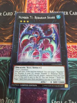 Yugioh Number 71: Rebarian Shark CT14-EN005 Super Rare Limited Near Mint - Image 1