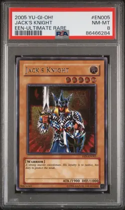 Yugioh ELEMENTAL ENERGY 1ST ED ULTIMATE RARE EN005 JACK'S KNIGHT PSA 8 Euro Prin - Image 2