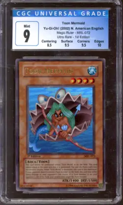 Yu-Gi-Oh Magic Ruler 1st Edition Toon Mermaid MRL-072 CGC 9 B+ YuGiOh - Image 1