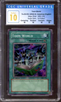 Yu-Gi-Oh Magic Ruler 1st Edition Toon World MRL-076 CGC 10 PERFECT POP 1 YuGiOh - Image 1