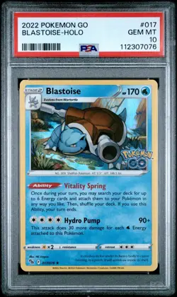 PSA 10 2022 Pokemon Go #017/078 BLASTOISE Holo Rare POP 164 Gem Mint TCG Card - Image 1