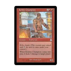 WOTC MtG Urza's Destiny Keldon Champion (U) (Foil) EX - Image 1