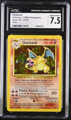 CGC 7.5 Portuguese Charizard 1999 Base Set 4/102 Holo Pokemon Card - Image 1