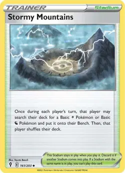 Stormy Mountains 161/203 | Trainer Stadium | Evolving Skies Pokemon Card - Image 1