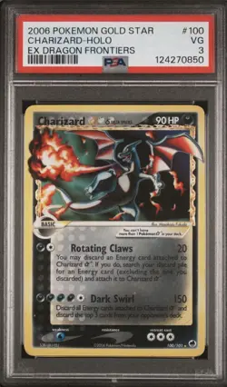 PSA 3 - 2006 EX Dragon Frontiers Charizard GOLD STAR Holo 100/101 Pokemon Card - Image 1