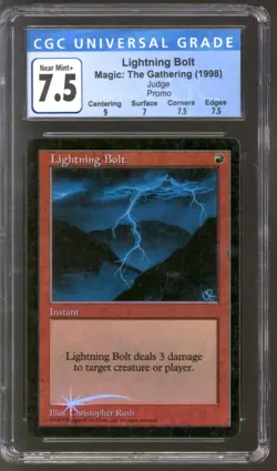 Magic MTG Promo Judge FOIL Lightning Bolt CGC 7.5 LIGHTLY PLAYED LP - Image 1