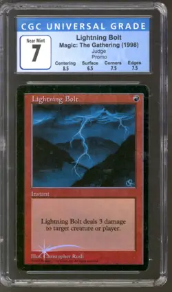 Magic MTG Promo Judge FOIL Lightning Bolt CGC 7 (8.5 6.5 7.5) LIGHTLY PLAYED LP - Image 1