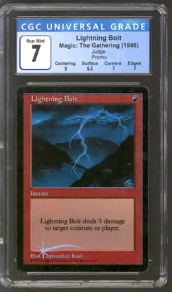 Magic MTG Promo Judge FOIL Lightning Bolt CGC 7 (9 6.5 7 7) LIGHTLY PLAYED LP - Image 1