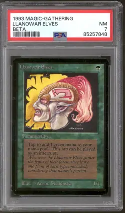 Magic MTG Beta Llanowar Elves PSA 7 LIGHTLY PLAYED LP - Image 1