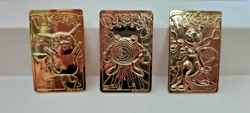 3 VINTAGE NINTENDO POKEMON GOLD 23K PLATED TRADING CARDS/1999 BURGER KING - Image 1