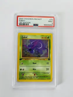 #70 2000 Pokemon Rocket Zubat 1st Edition PSA 9 Mint - Image 3