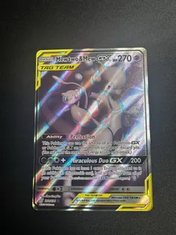 2019 Pokemon Sun and Moon Unified Minds #222 Mewtwo & Mew GX Full Art NM - Image 3