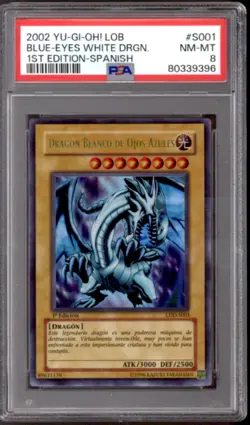 YuGiOh 1st Edition Spanish Legend Blue Eyes White Dragon LDD-S001 LOB-001 PSA 8 - Image 1