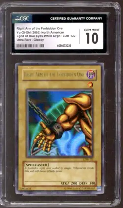 Yu-Gi-Oh Legend Blue Eyes Right Arm Forbidden One LOB-122 CGC 10 GEM MINT YuGiOh - Image 1