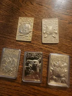 Lot of 5 Vintage 1999 Nintendo 23K Gold Plated Pokemon Trading Cards Pikachu - Image 1