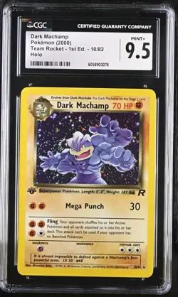 CGC 9.5 MINT+ Dark Machamp Team Rocket 1st Edition 10/82 Holo Pokemon Card psa - Image 1