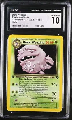 CGC 10 GEM MINT Dark Weezing Team Rocket 1st Edition 14/82 Holo Pokemon Card psa - Image 1