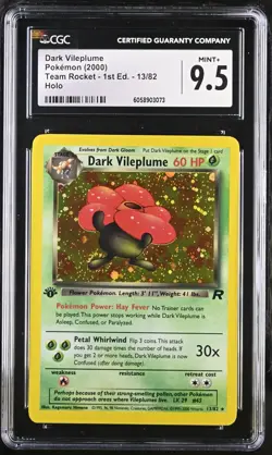 CGC 9.5 MINT+ Dark Vileplume Team Rocket 1st Edition 13/82 Holo Pokemon Card psa - Image 1
