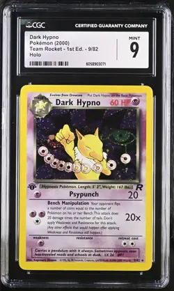 CGC 9 MINT Dark Hypno Team Rocket 1st Edition 9/82 Holo Pokemon Card psa - Image 1