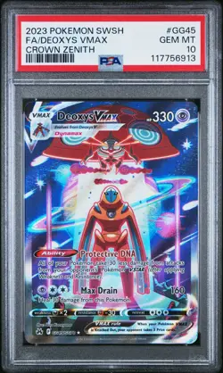 PSA 10 Deoxys VMAX GG45 Galarian Gallery Crown Zenith Pokemon Card - Image 1