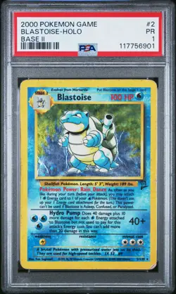 PSA 1 Blastoise 2 Holo Base Set 2 Pokemon Card - Image 1