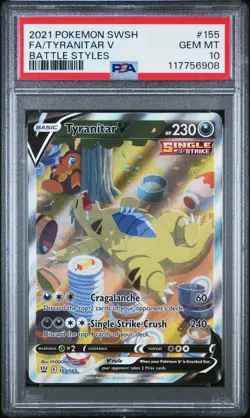 PSA 10 Tyranitar V 155 Alternate Full Art Battle Styles Pokemon Card - Image 1