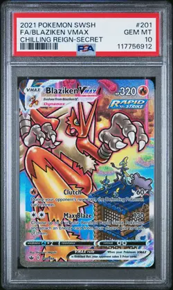 PSA 10 Blaziken VMAX 201 Alternate Full Art Chilling Reign Pokemon Card - Image 1