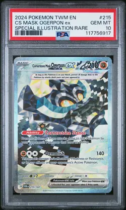 PSA 10 Cornerstone Mask Ogerpon ex 215 SIR Twilight Masquerade Pokemon Card - Image 1