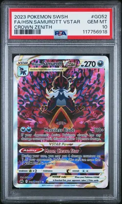 PSA 10 Hisuian Samurott VSTAR GG52 Galarian Gallery Crown Zenith Pokemon Card - Image 1