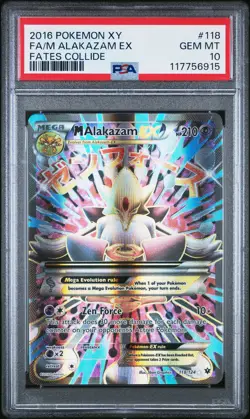 PSA 10 Mega M Alakazam EX 118 Full Art XY Fates Collide Pokemon Card NEW CERT - Image 1
