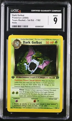 CGC 9 MINT Dark Golbat Team Rocket 1st Edition 7/82 Holo Pokemon Card psa - Image 1