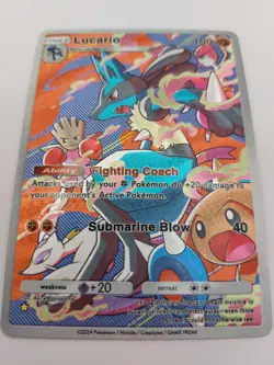 Lucario Custom TCG Pocket Full Art Pokemon Card Holo Shiny Textured - Image 3