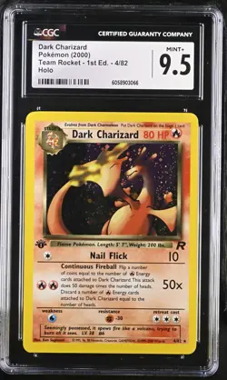 CGC 9.5 MINT+ Dark Charizard Team Rocket 1st Edition 4/82 Holo Pokemon Card - Image 1
