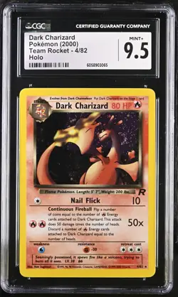 CGC 9.5 MINT+ Dark Charizard 2000 Team Rocket 4/82 Holo Pokemon Card - Image 1