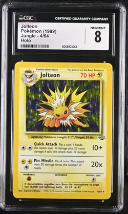 CGC 8 Jolteon 1999 Jungle 4/64 Holo Pokemon Card psa - Image 1