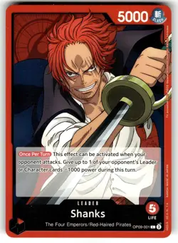 One Piece Emperors in the New World Card Shanks OP9-001 Leader - Image 1