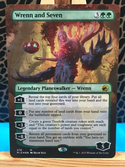 MTG - Wrenn and Seven. Innistrad: Midnight Hunt. Borderless Foil - Planeswalker. - Image 1
