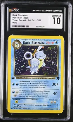 CGC 10 Dark Blastoise Team Rocket 1st Edition 3/82 Holo SWIRL Pokemon Card - Image 1