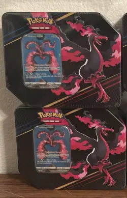 NEW SEALED Pokemon TCG Lot Of 2 CROWN ZENITH Moltres Tins (5 Packs Per Tin) - Image 1