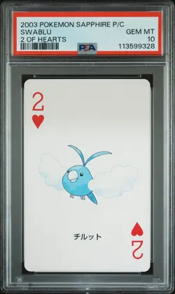 2003 POKEMON SAPPHIRE VERSION PLAYING CARDS 2 OF HEARTS SWABLU PSA 10 - Image 1