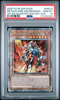 Yugioh Metalflame Swordsman SUDA-EN014 1st Quarter Century Rare PSA 10 GEM MINT - Image 1