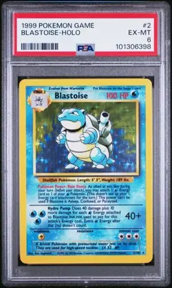 Pokemon WOTC Card - Blastoise - PSA 6 EX-MT - Holo Rare - Base Set - 2/102 - Image 1