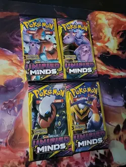 Pokemon TCG 4 Packs Unified Minds 3 Card Art Set New Factory Sealed 🔥📈 - Image 3