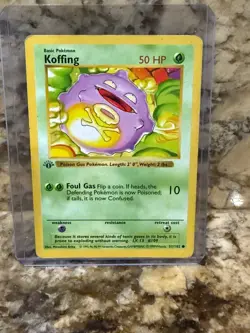 1st Edition Shadowless Koffing 51/102 Base Set Rare Vintage Pokemon Card - Image 1
