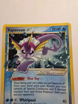 Vaporeon Gold Star 102/108 2007 EX Power Keepers Holo Pokemon Card TCG VLP - Image 2